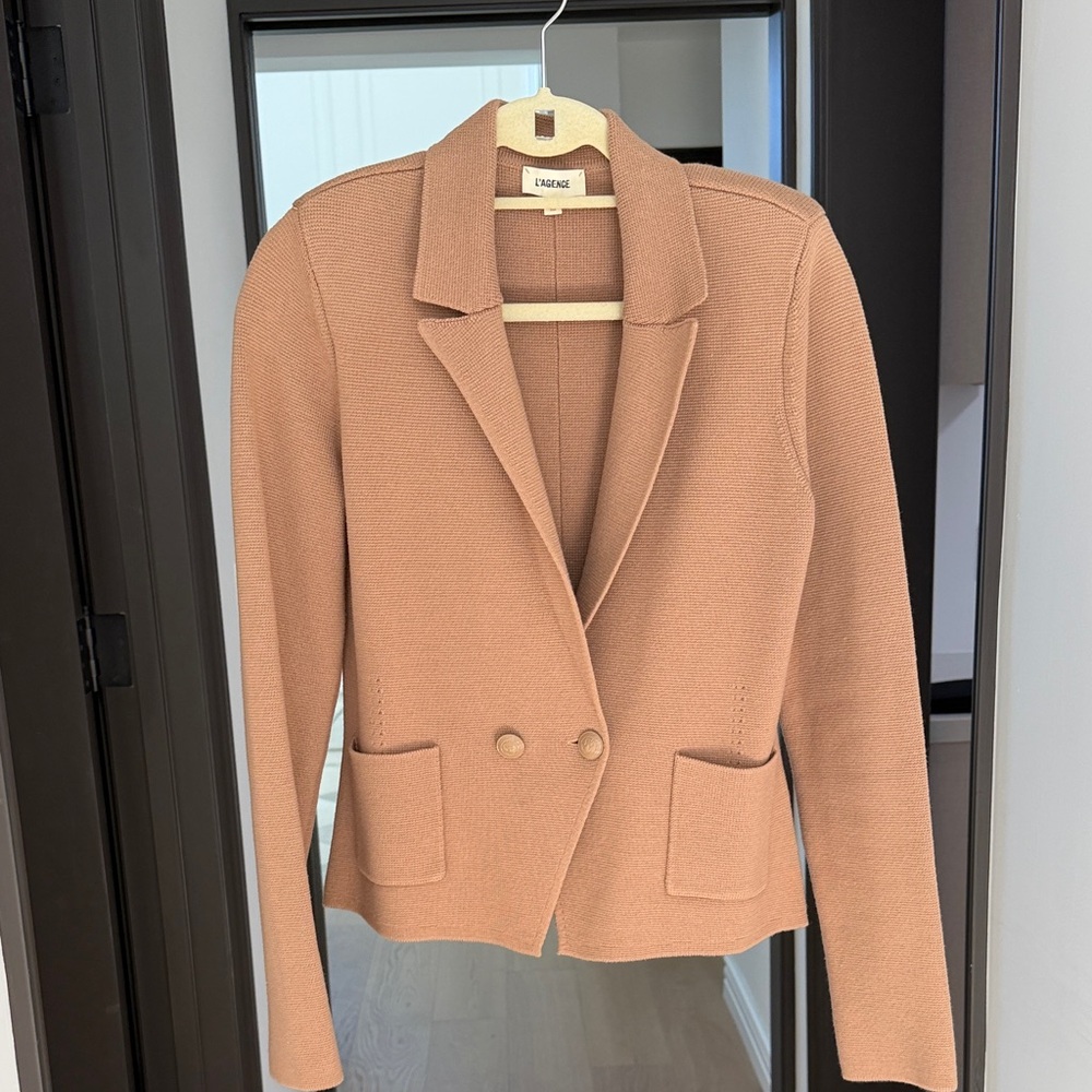 L'AGENCE Tan Knit Blazer Jacket